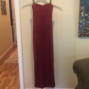 Velvet Strapless Formal Dress with Leg Slit